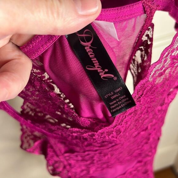 Dreamgirl Stretch mesh garter slip lace trim underwire open cup Valentines - Picture 4 of 5